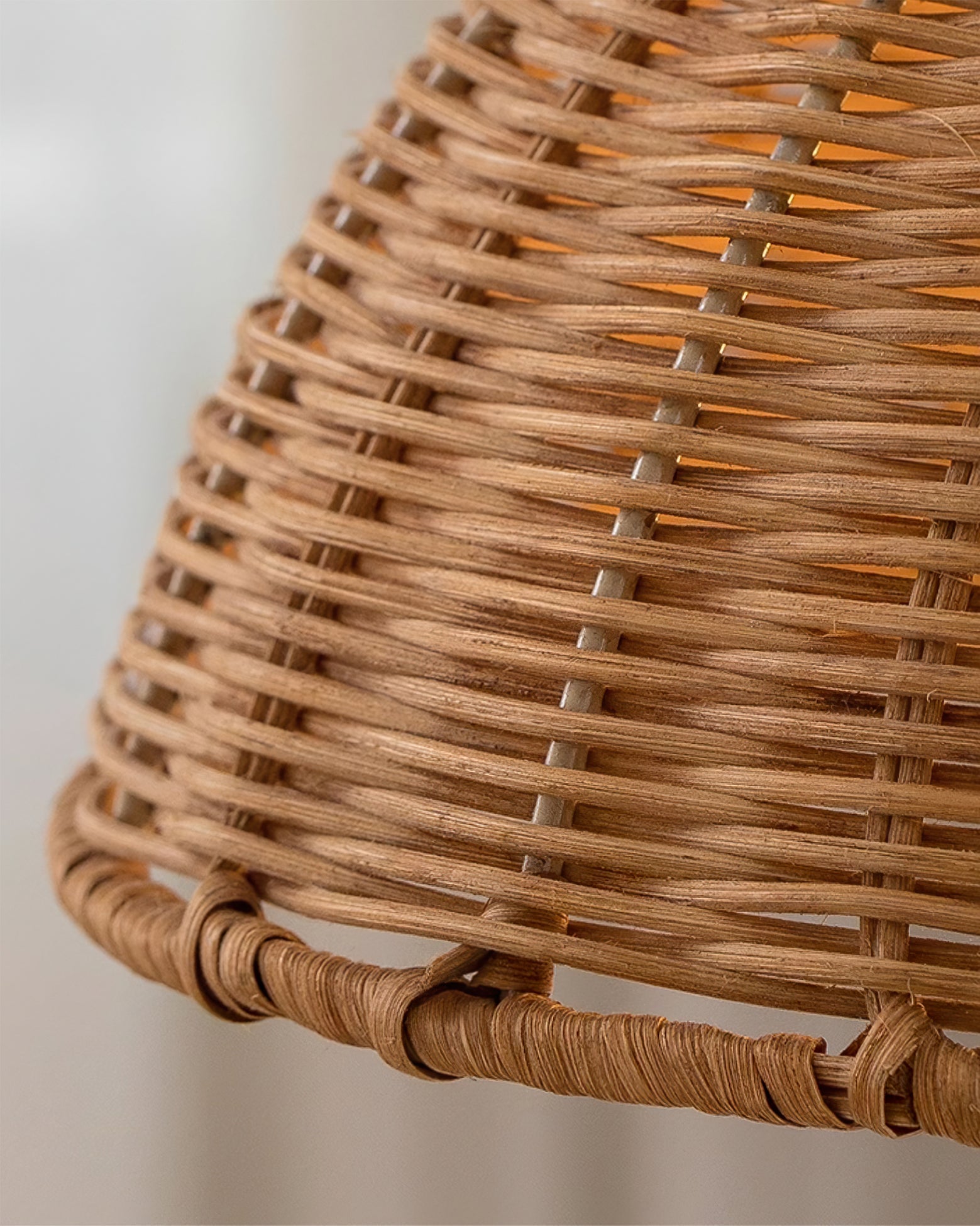 Pendant Lamp With Cone Shaped Natural Rattan Shade