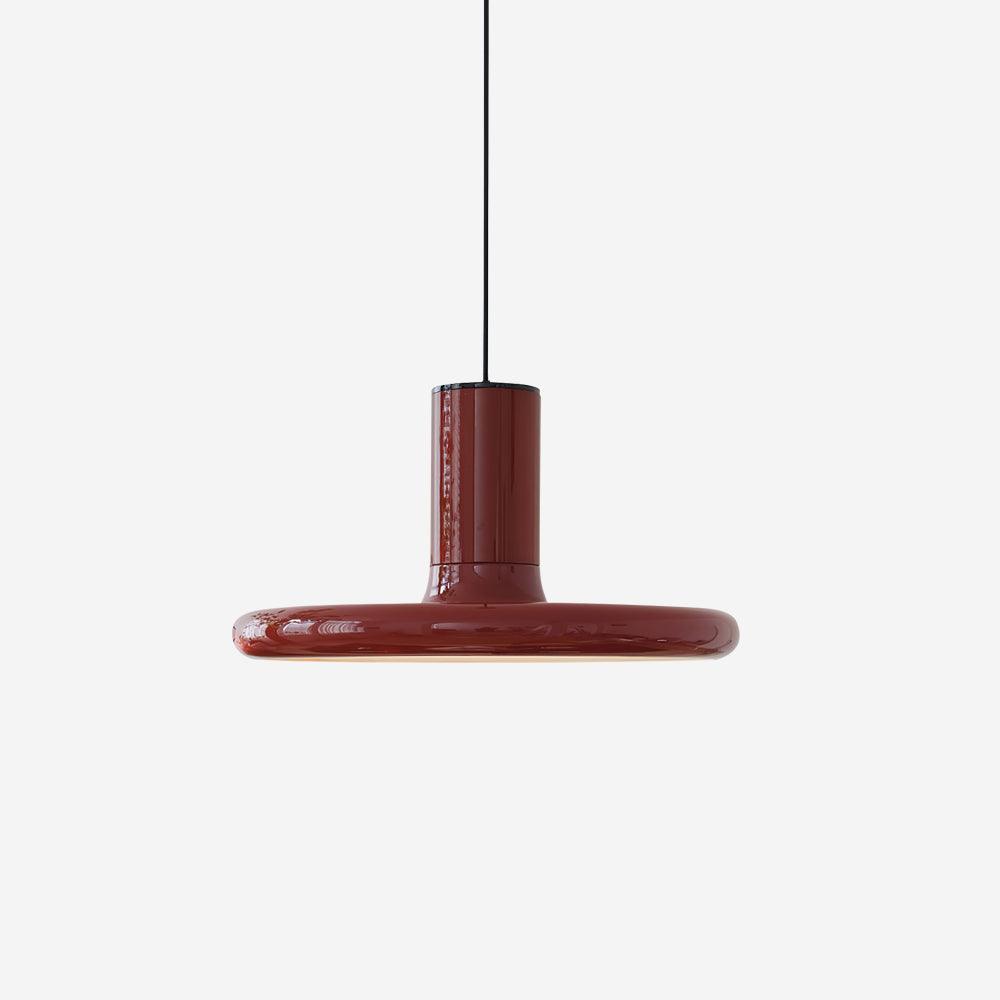 Red Disc Pendant Light With Industrial Flair