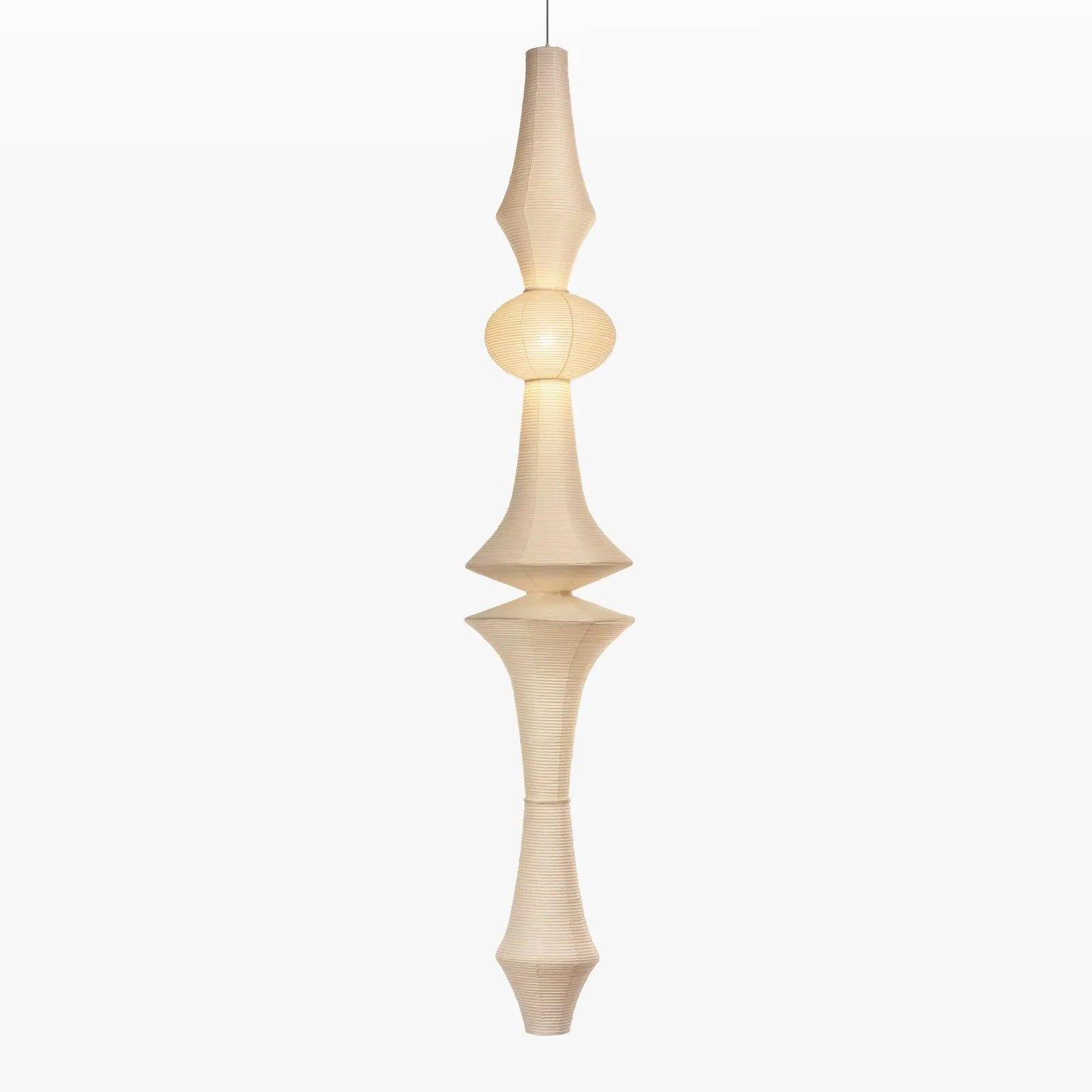 Sculptural Paper Pendant Light Vertical With Warm Glow