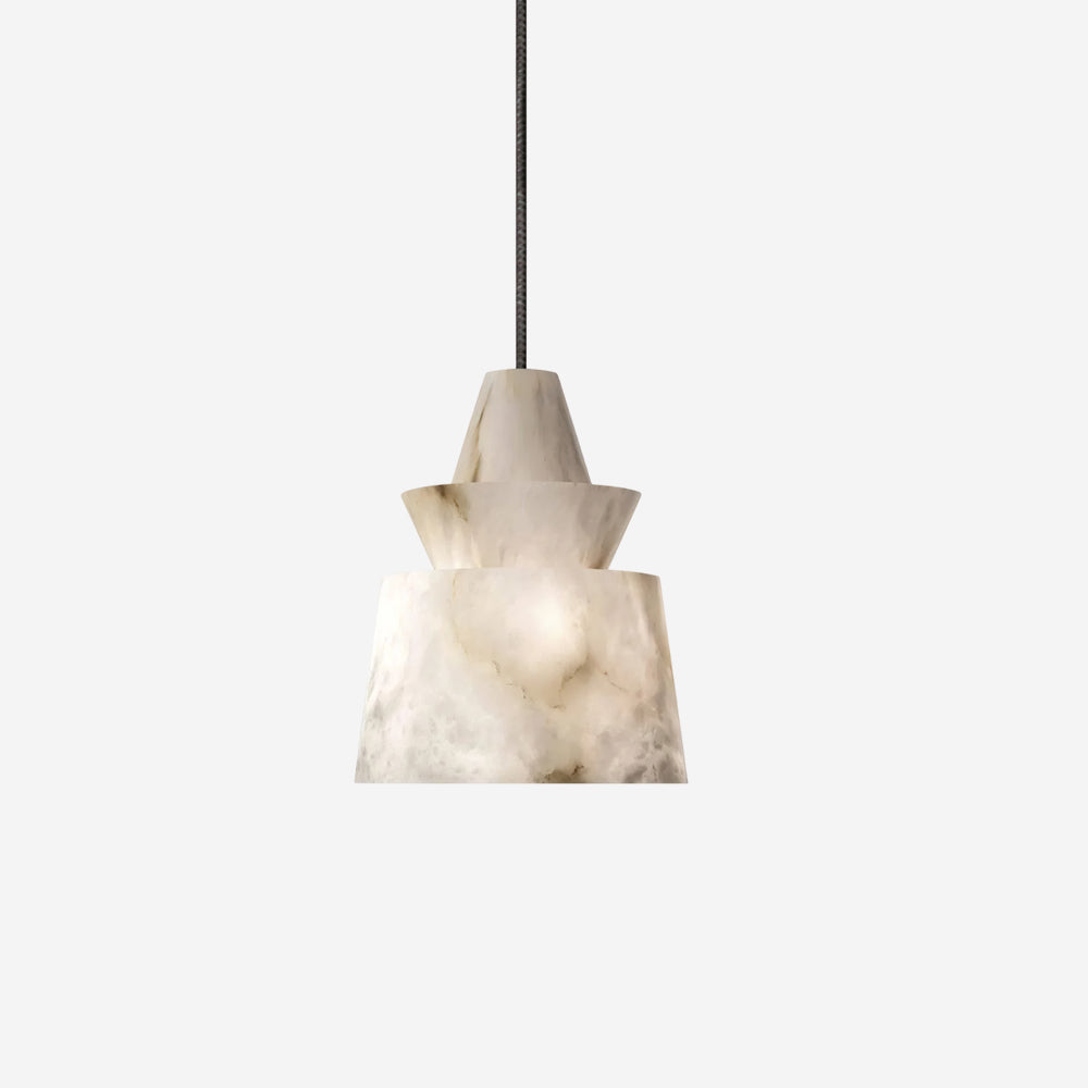 Layered White Alabaster Pendant Light With Soft Glow