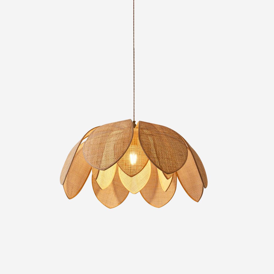 Rattan Pendant Lamp With Soft Linen Shade