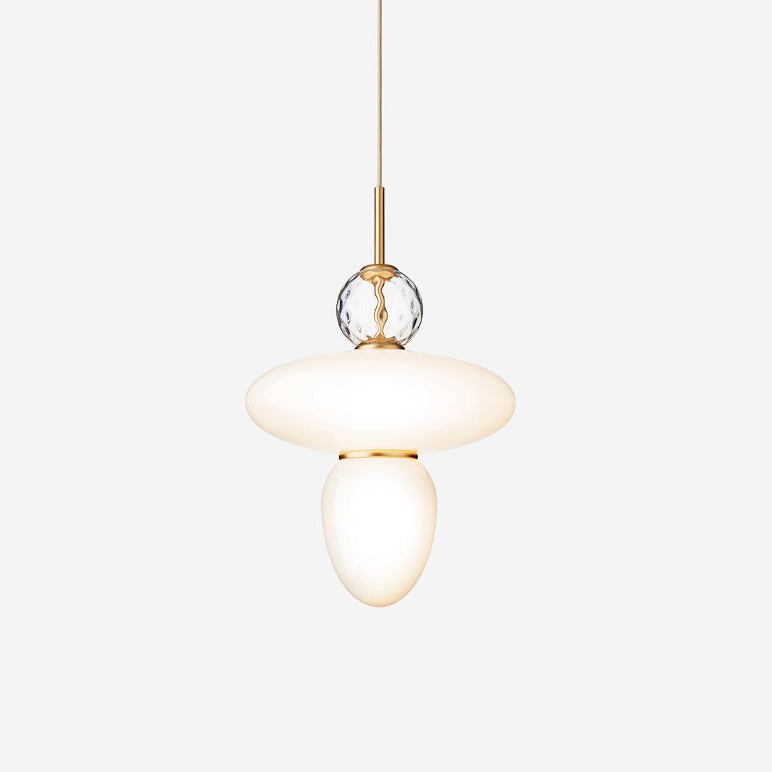 Brass and Glass Pendant Light with Integrated LED