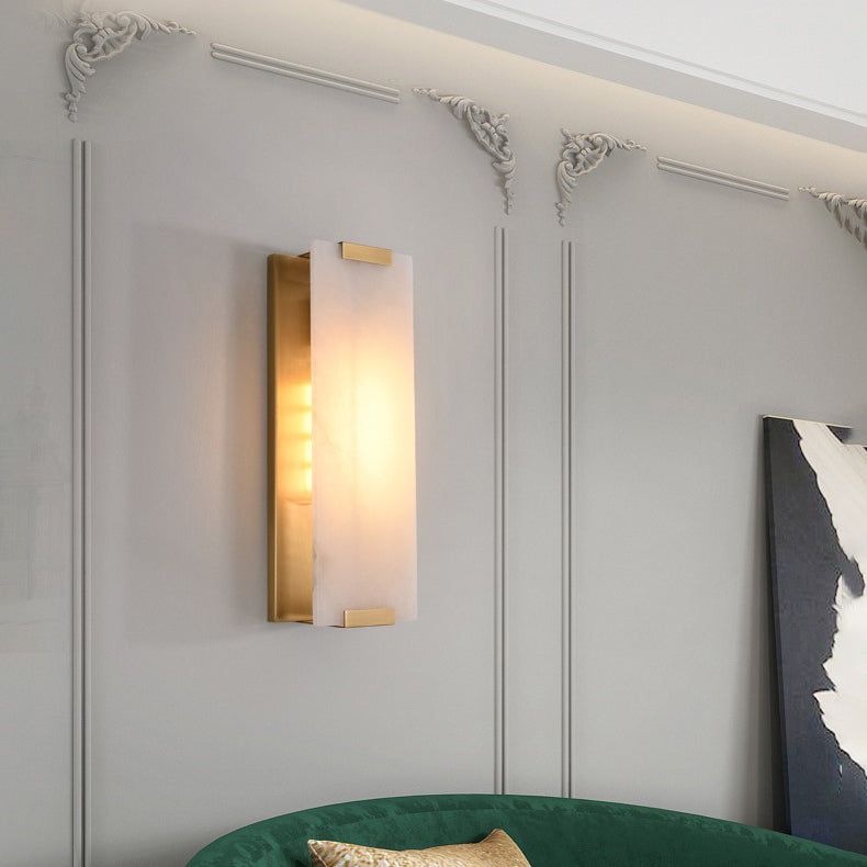 Halo Alabaster Panel Wall Light With Brushed Brass Finish