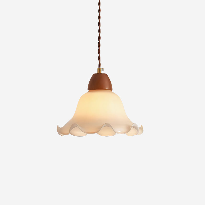 Walnut Wood Glass Pendant Lamp With Soft Glow
