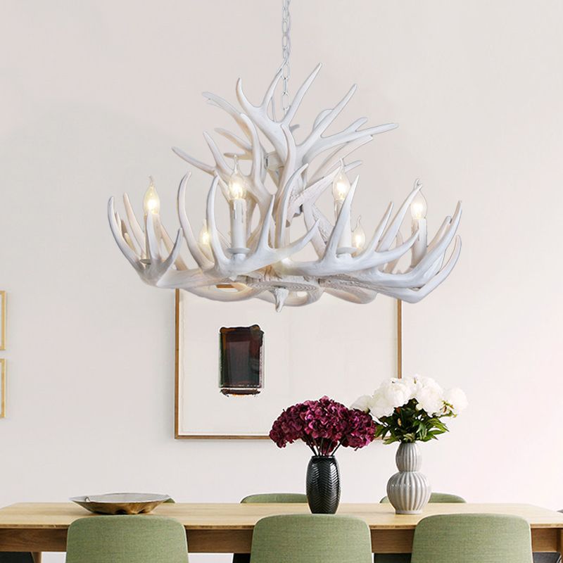 Rustic White Antler Chandelier for Dining Room