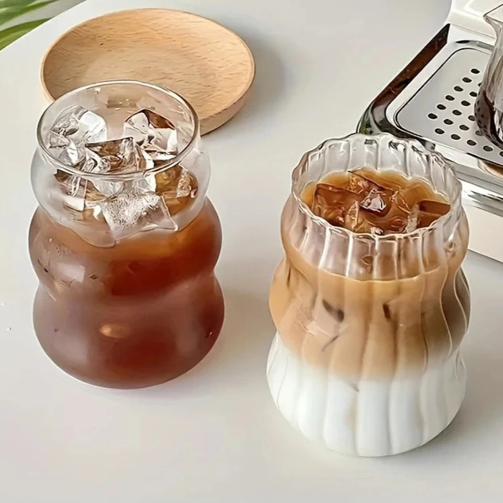 Set de 4 gobelets en verre côtelé résistants à la chaleur