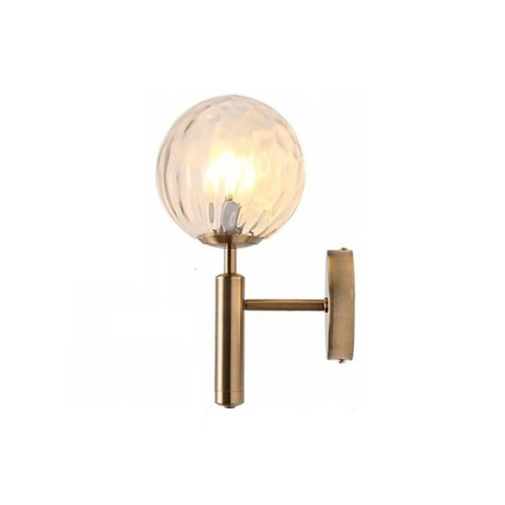 Aurora Globe Wall Light In Black And Brass With Opal Glass