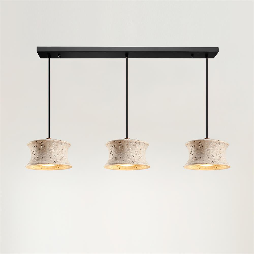 Sleek Travertine Triple Pendant Lamp With Dimmable Lighting