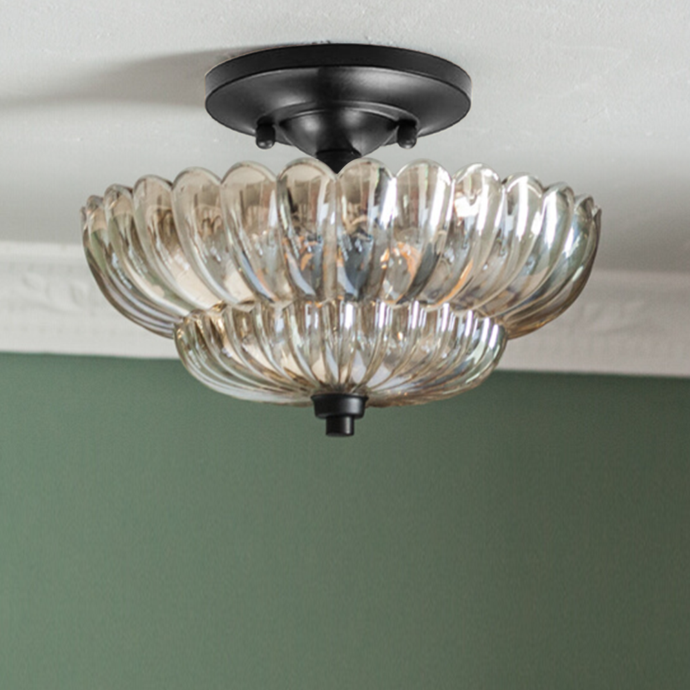 Luna Glass Umbrella Flush Mount Ceiling Light