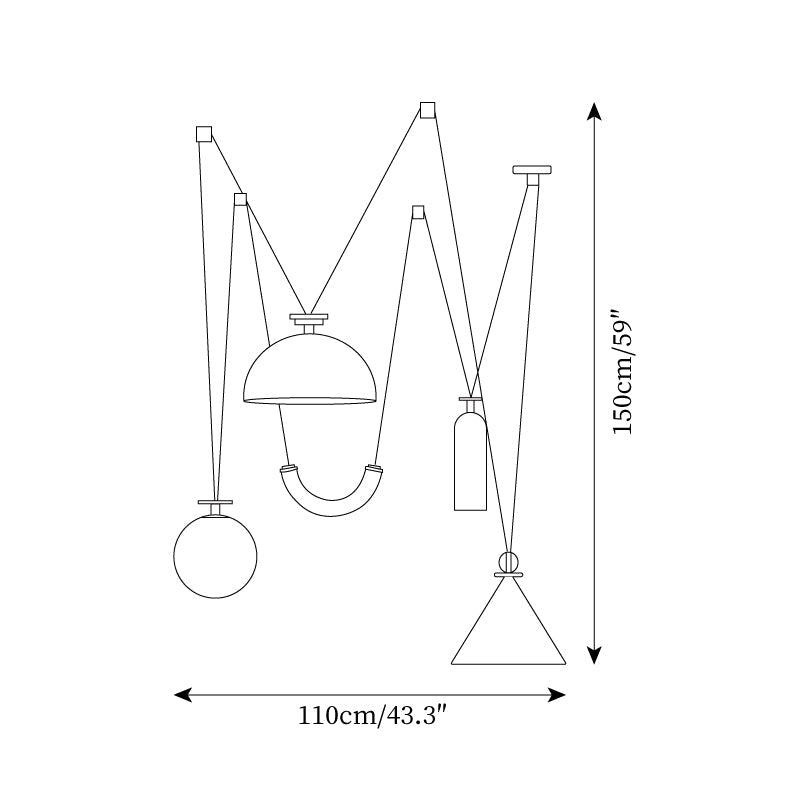 Geometric Pendant Light With Adjustable Height