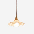 Brass Pendant Lamp With Glass Ruffle Shade Warm Glow
