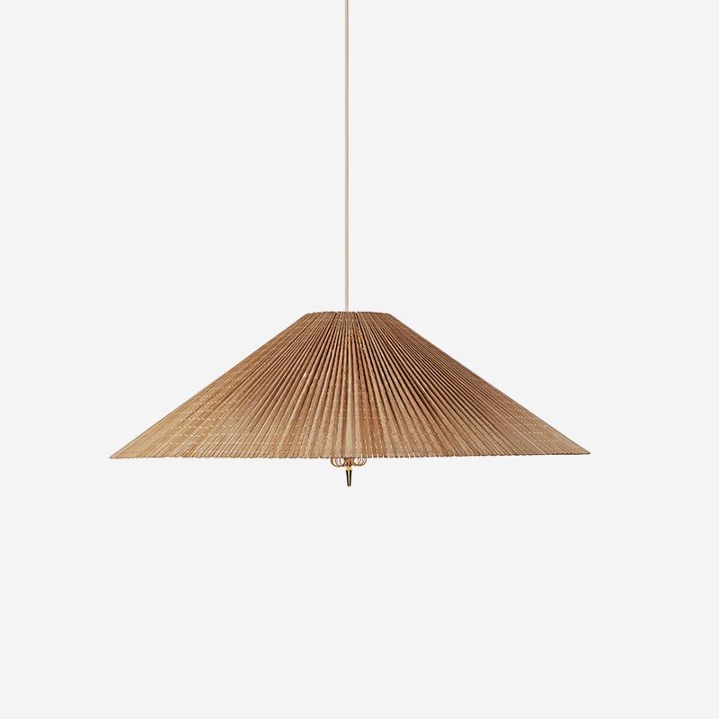 Natural Bamboo Pendant Lamp With Brass Accents