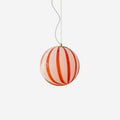 Gold Glass Shade Pendant Light With Red Stripes For Dining