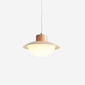 Natural Wood Milk Pendant Light With Soft Glow