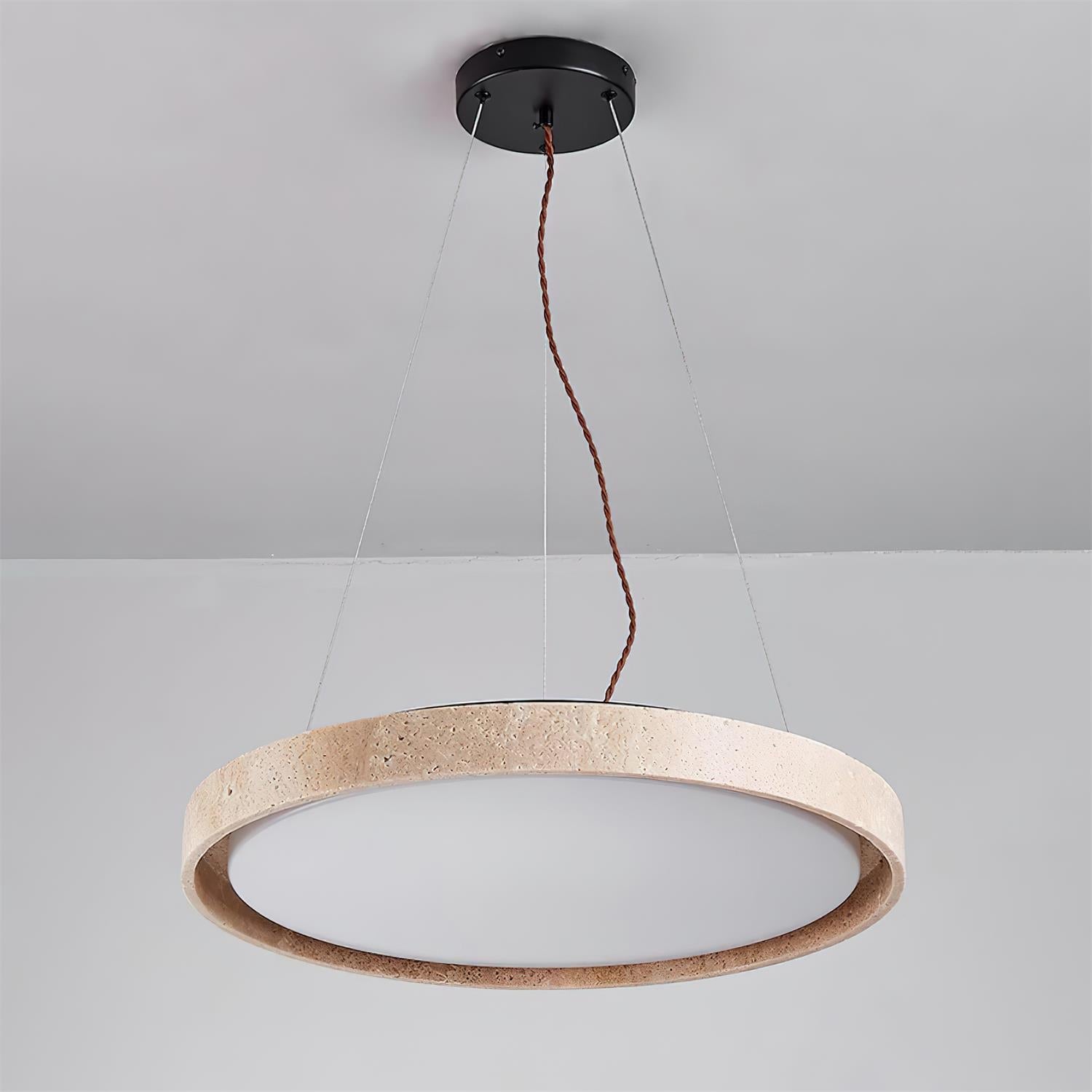 Travertine Ring Pendant Light With Soft Diffused Glow