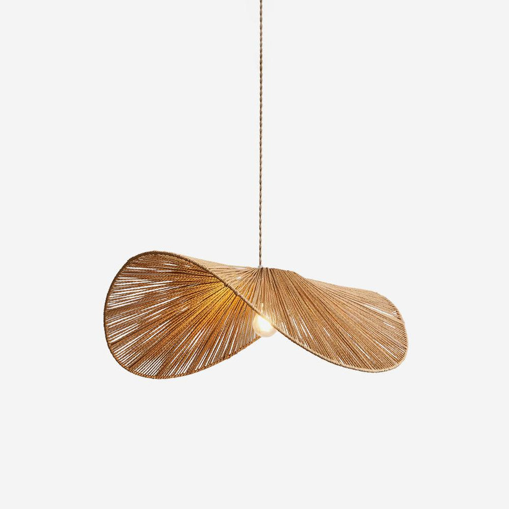 Handwoven Rattan Pendant Light With Hemp Shade – Oak & Halo