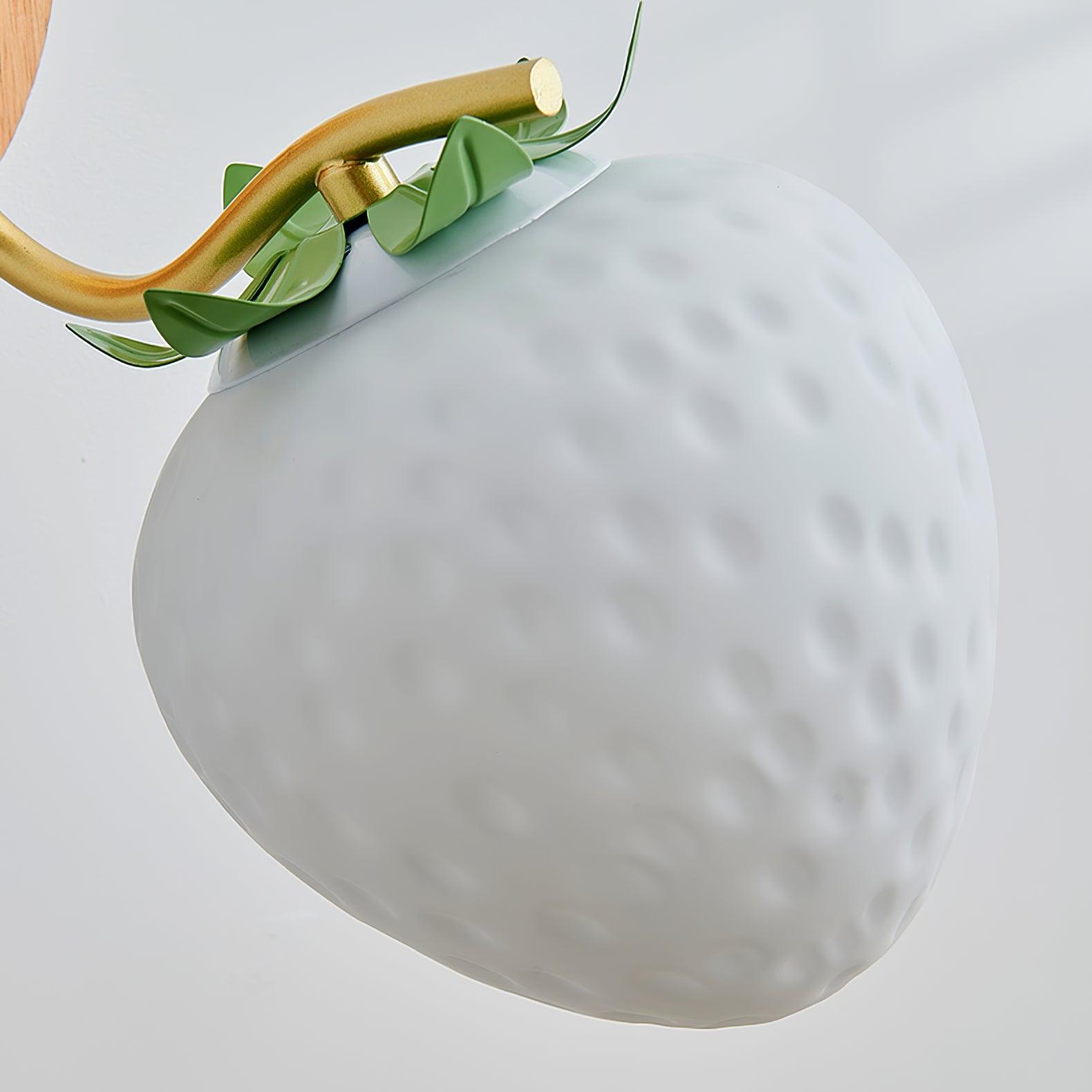 Strawberry Inspired Wall Light With Metal Body And Wood Base