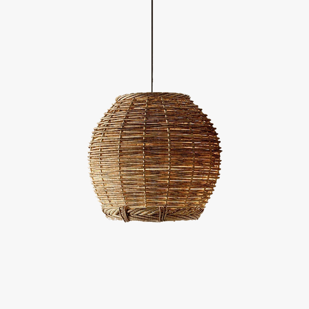 Retro Wood Rattan LED Pendant Light for Dining Room Ambience