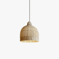 Suspension Vintage Rotin Naturel Avec Lumière Ambiance Douce