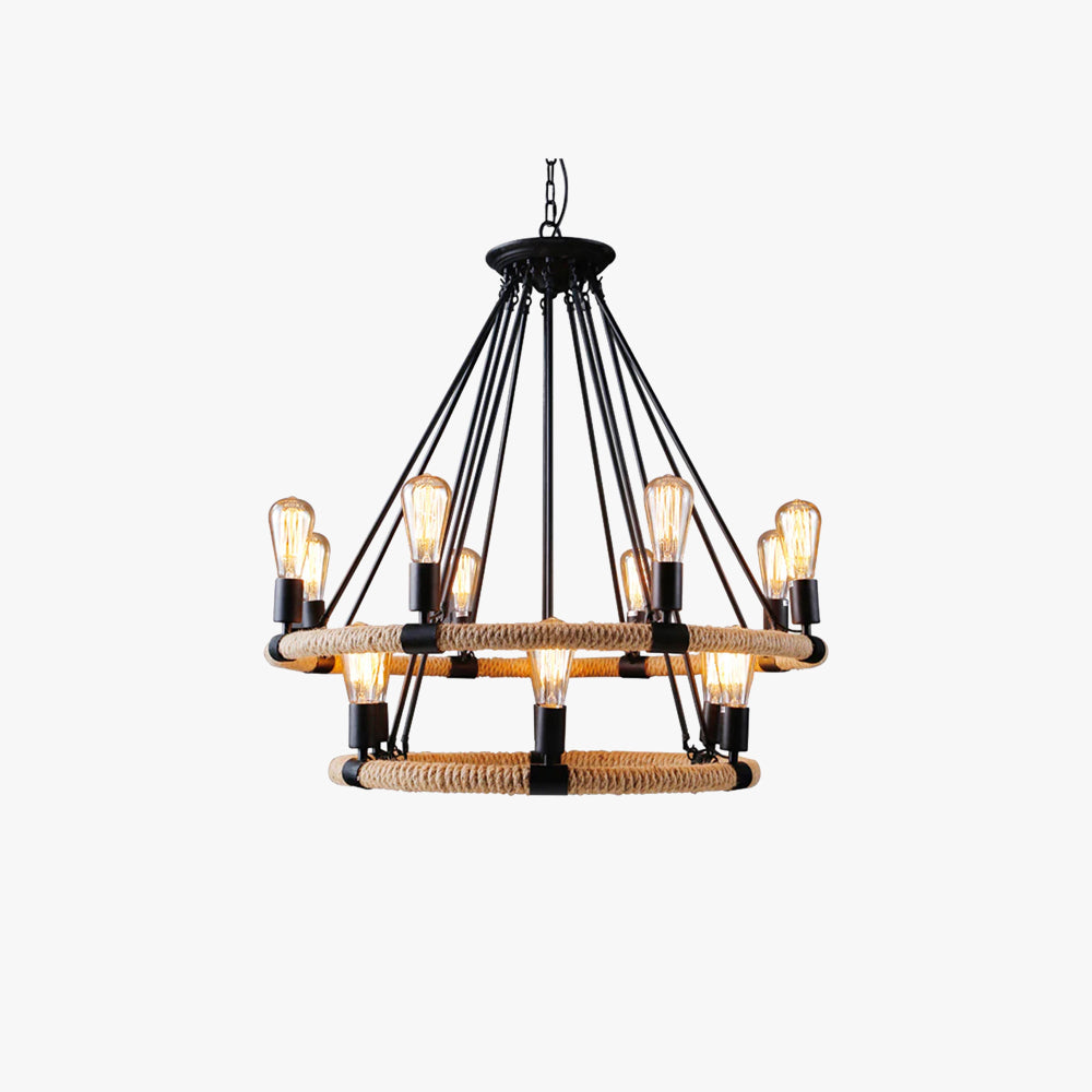 Industrial LED Pendant Light With Hemp Rope Accent