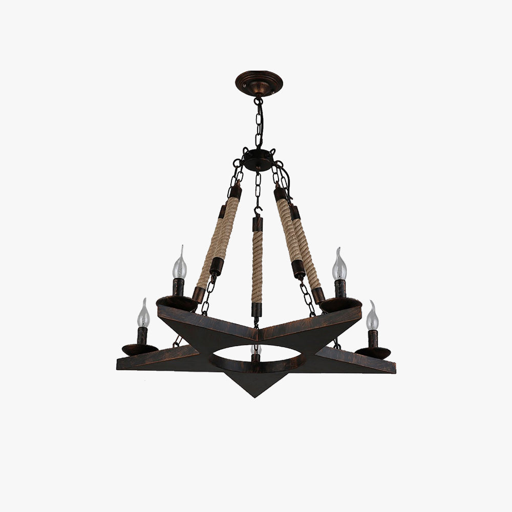 Industrial Rope and Metal Chandelier for Cafe or Restaurant