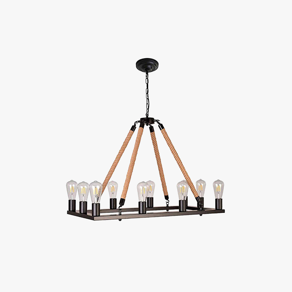 Vintage Industrial LED Pendant Light With Rope Accent