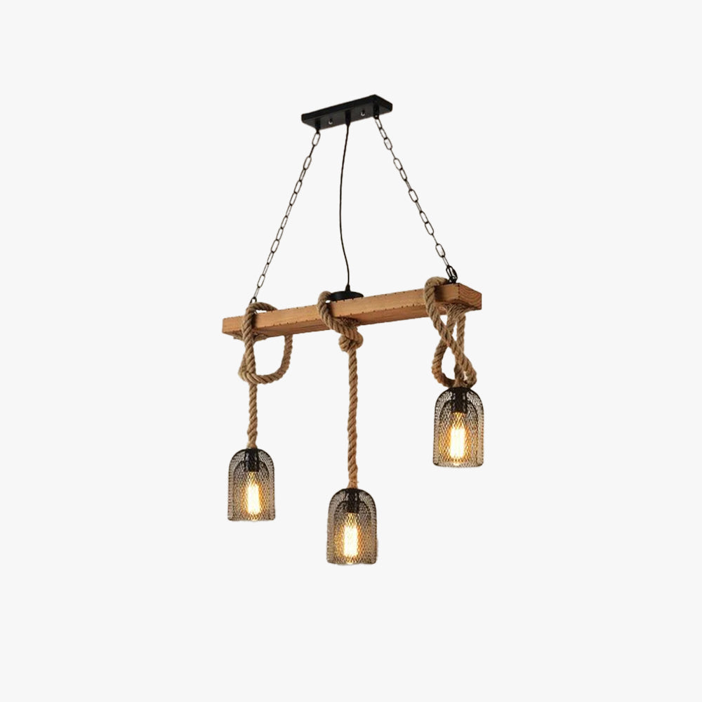 Suspension LED Minimaliste en Métal et Corde pour Café Moderne