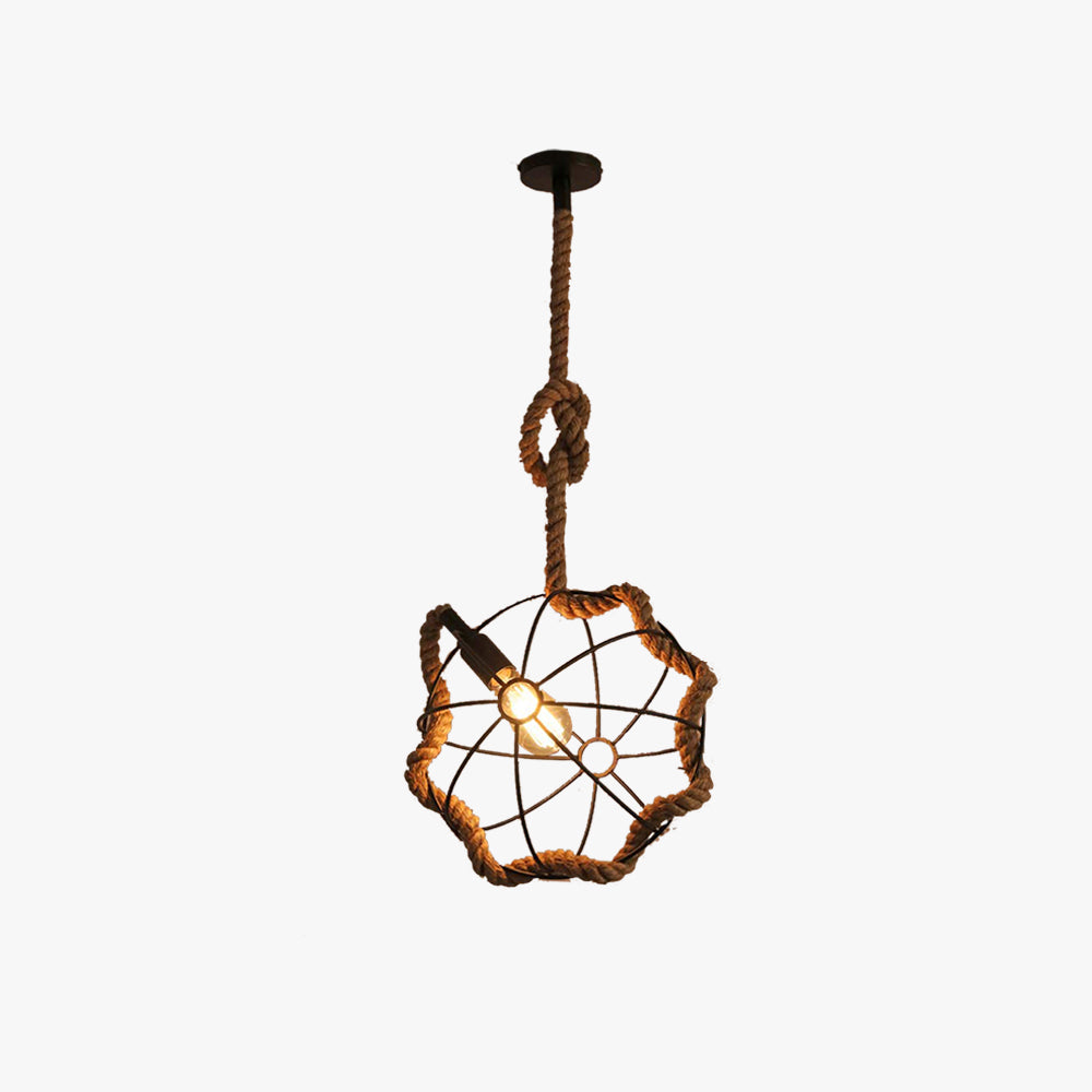 Retro LED Pendant Light With Rope Accent