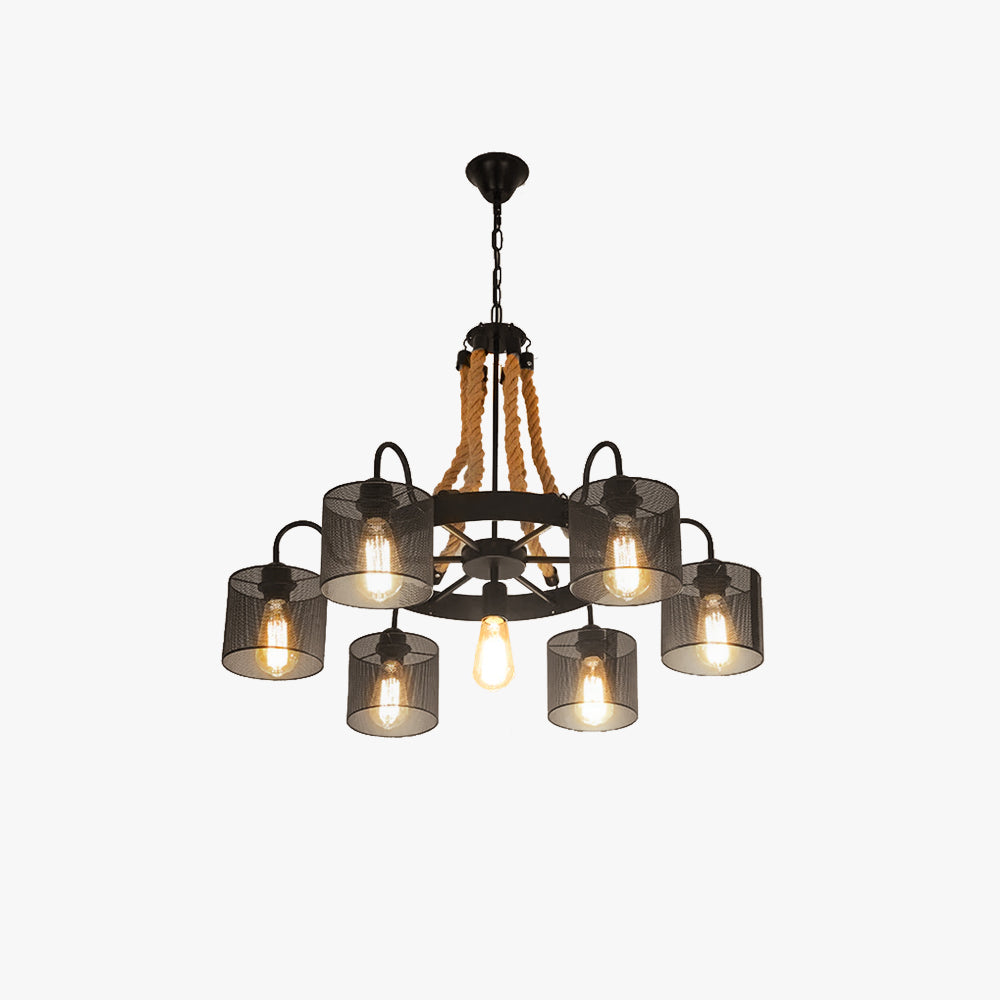 Rustic Rope Pendant Light With Vintage Lighting