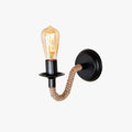 Vintage Industrial Wall Lamp With Rope Detail Matte Black