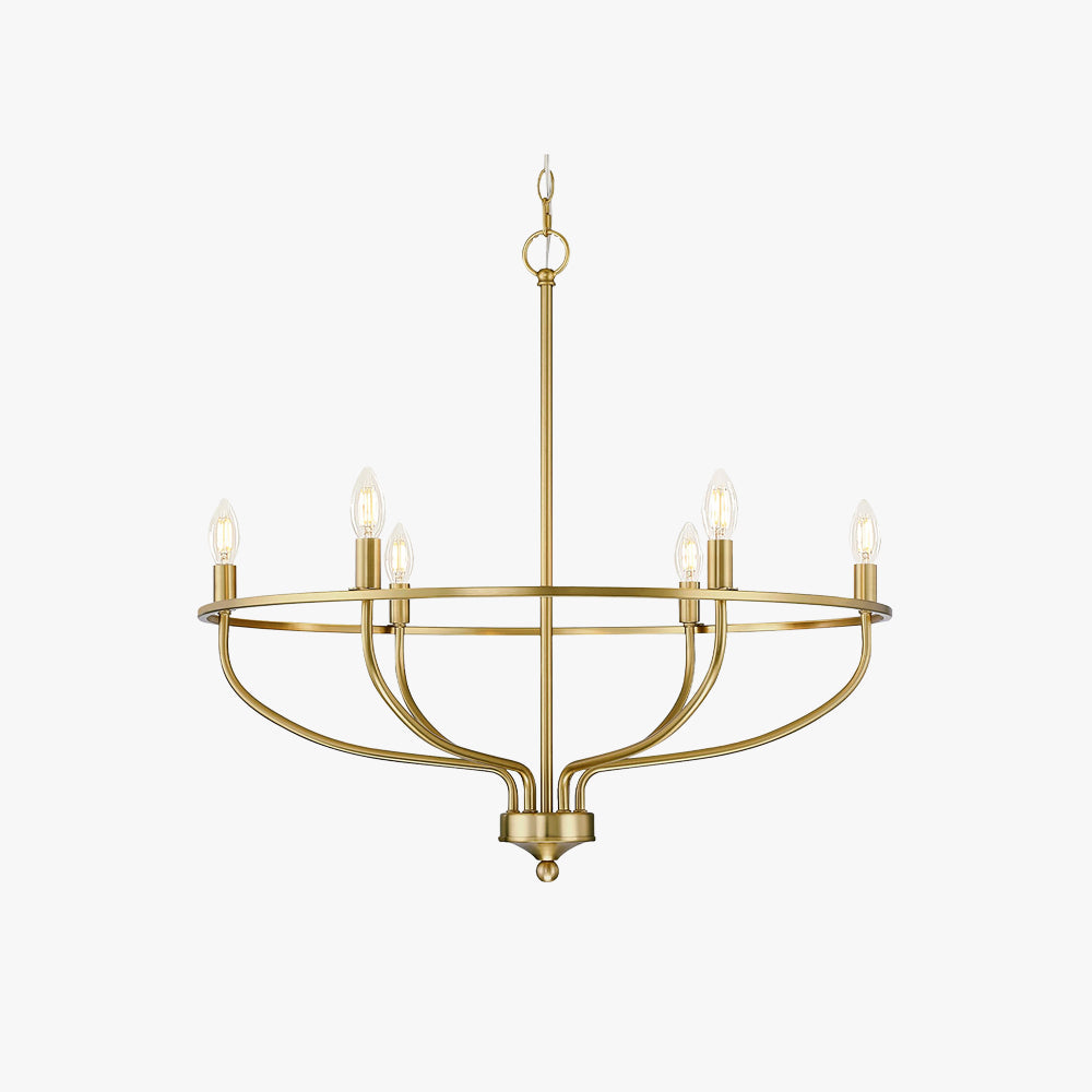 Industrial Metal Candle Chandelier In Black Champagne Finish