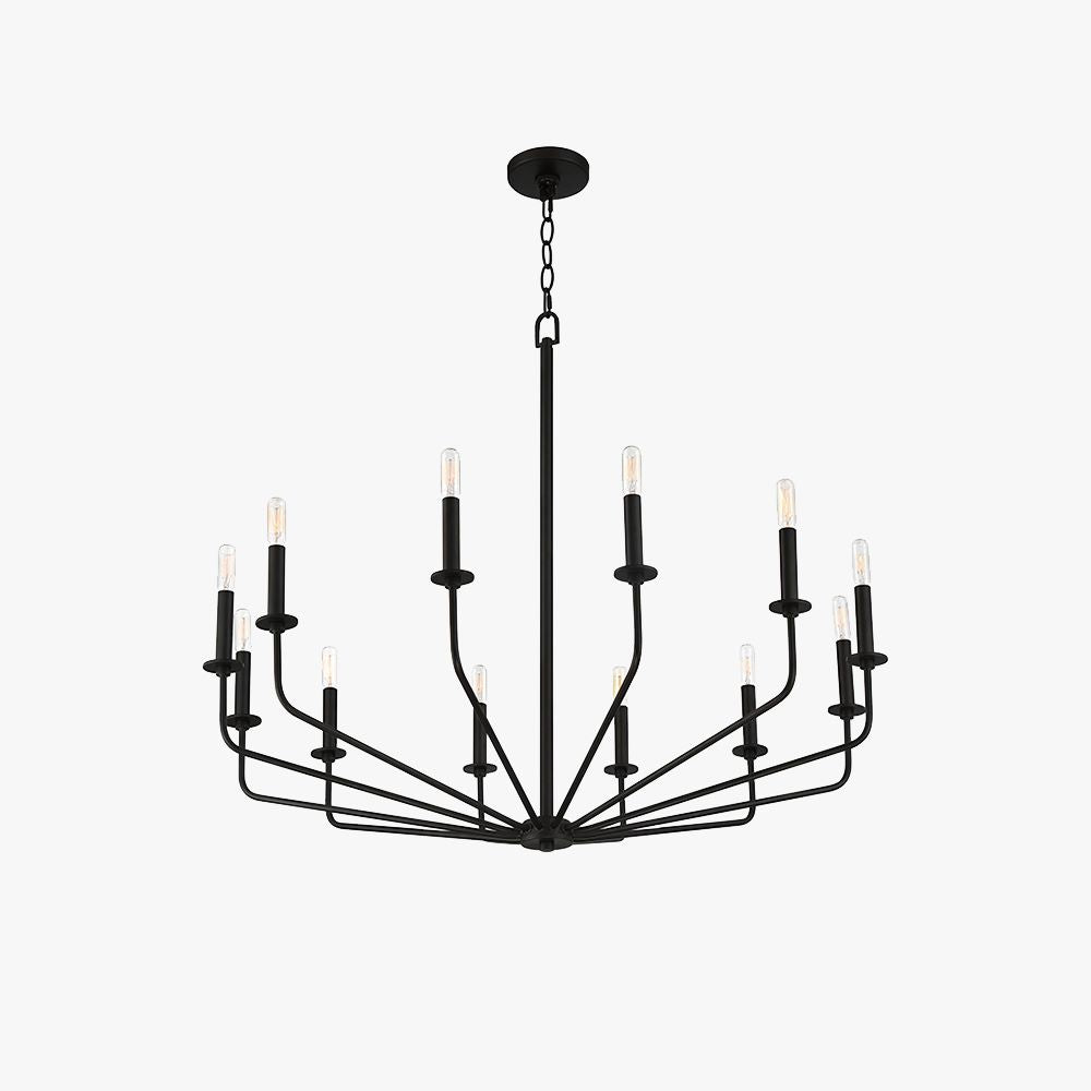 Aurora Industrial LED Chandelier For Living Room Black Metal
