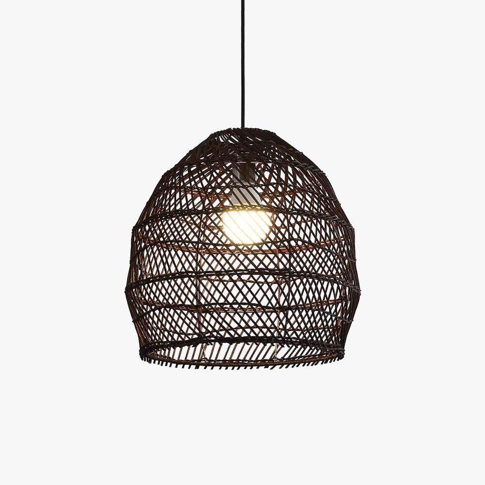 Retro Led Pendant Light With Rattan Accent