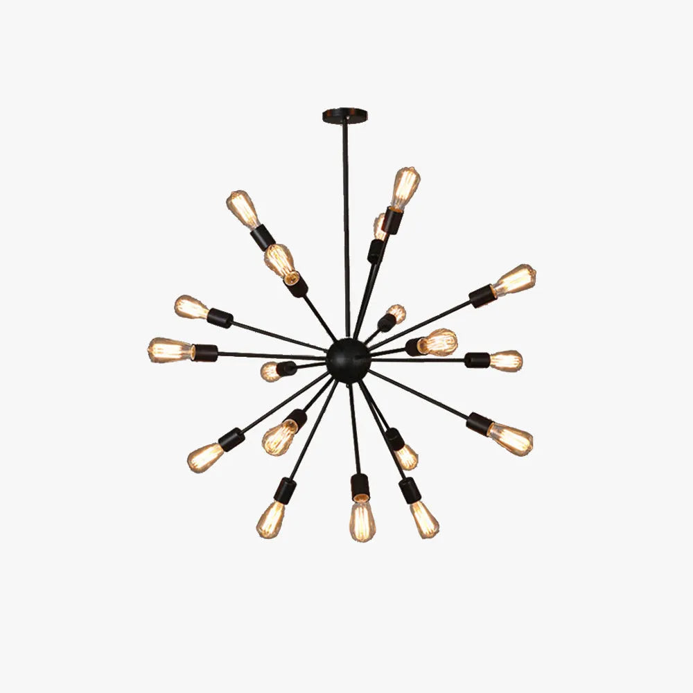 Industrial Black Chandelier With 18 LED Bulbs E14 Base
