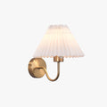 Nordic Vintage Fabric Shade Wall Lamp In Brass And Black Metal