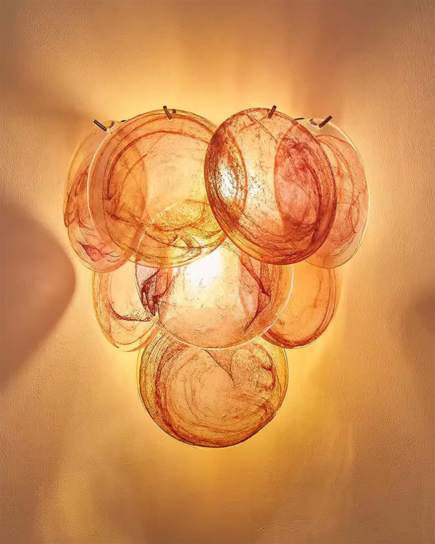 Pink Capiz Shell Wall Light Damp Rated Glass Body