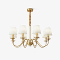 Vintage Brass LED Pendant Lamp With White Fabric Shade