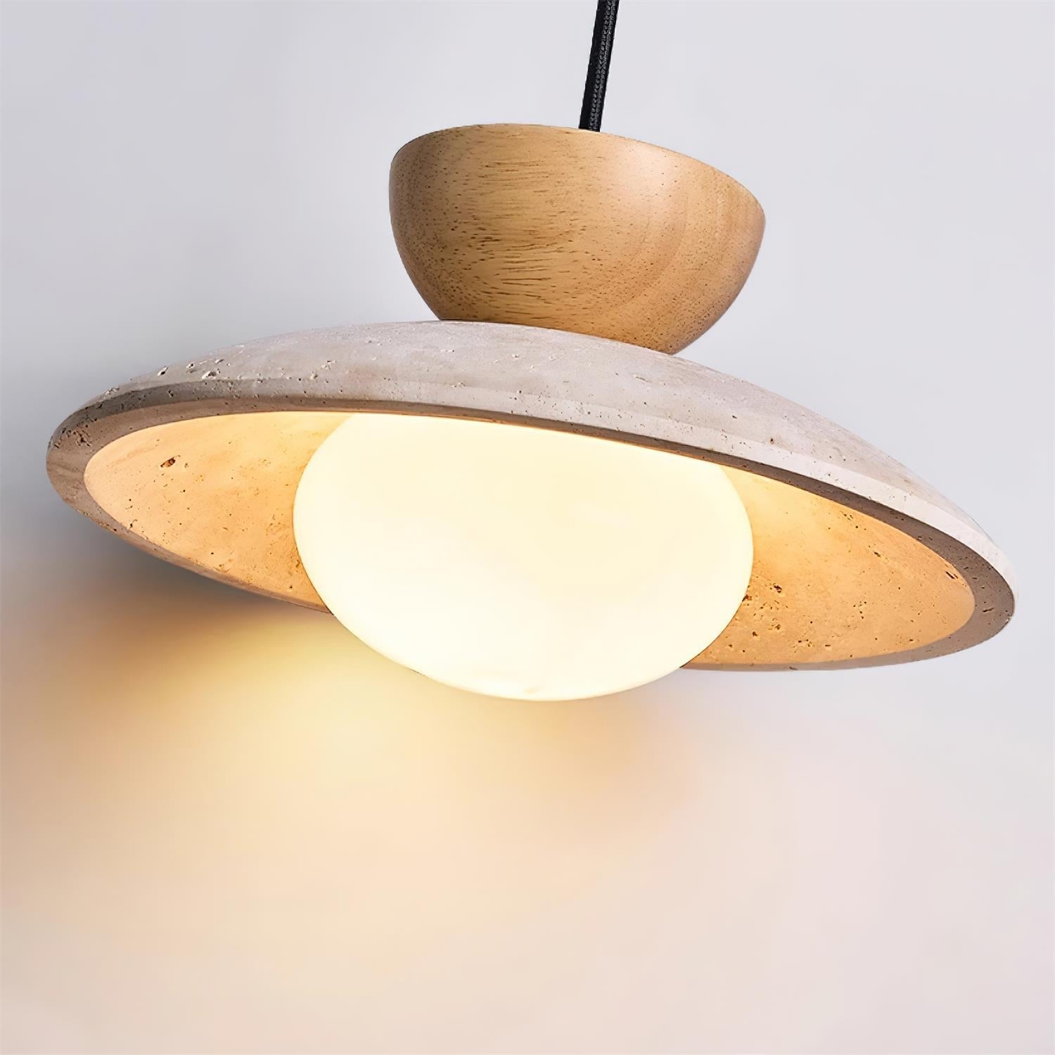 Natural Travertine Pendant Lights With Warm Glow
