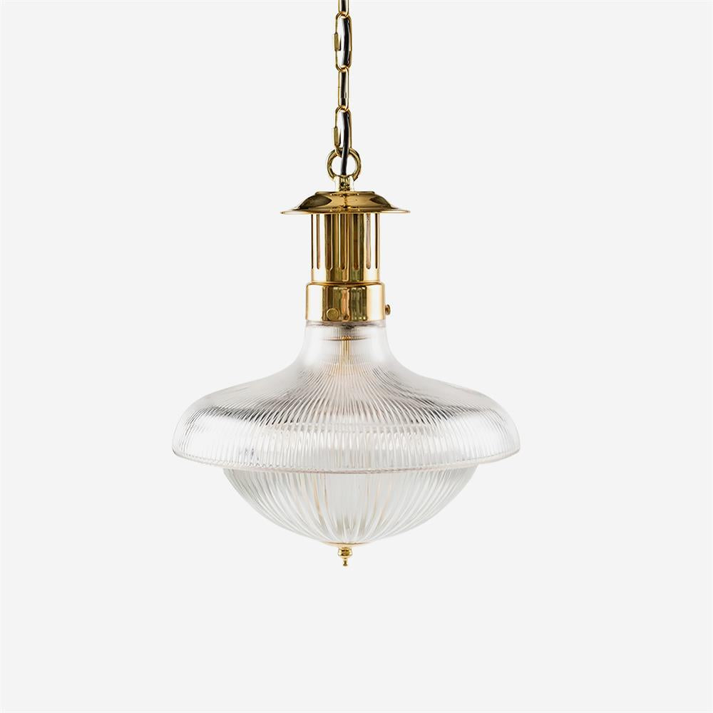 Clear Ribbed Glass Pendant Light for Ambient Dining