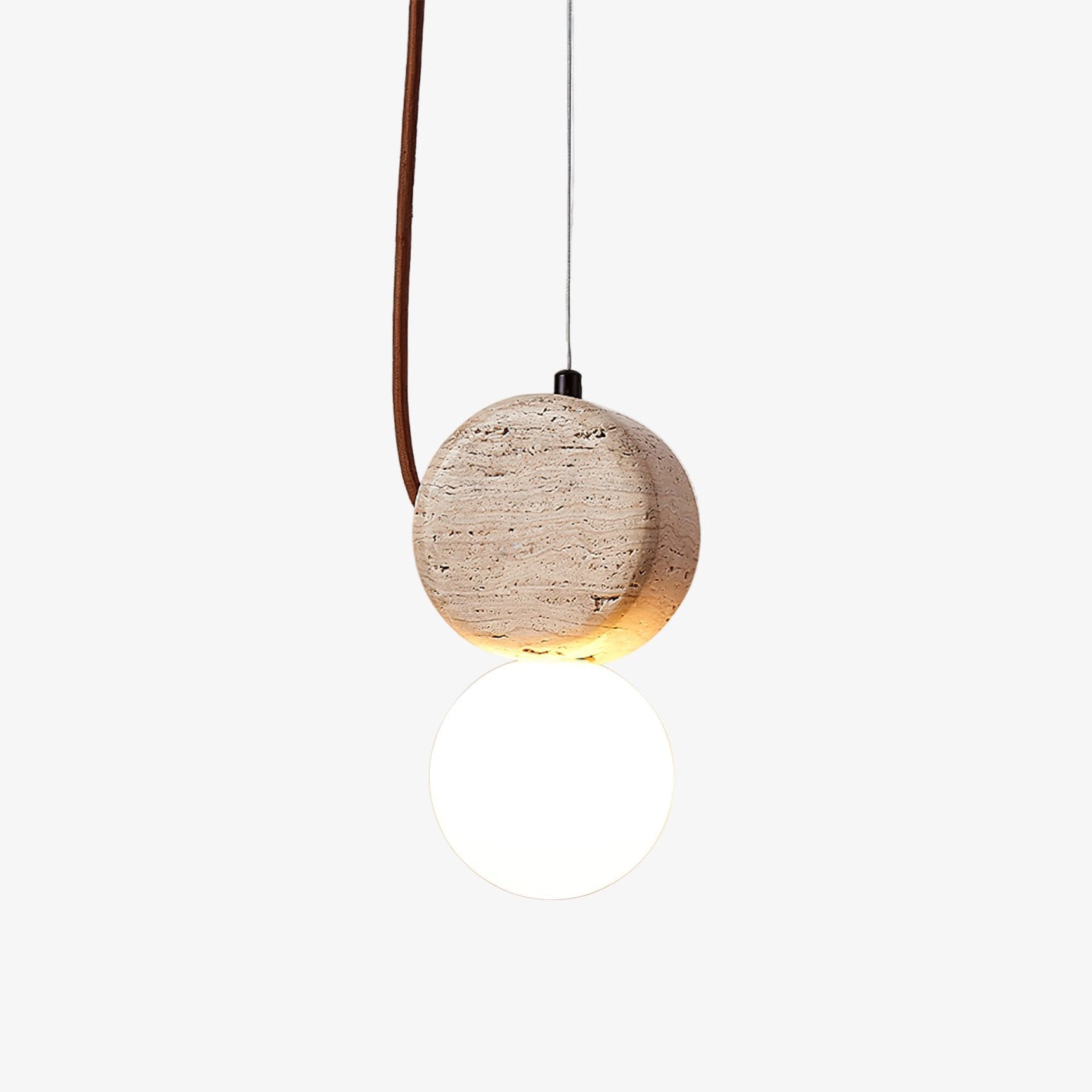 Double Disc Travertine Pendant Light With Warm Ambient Glow