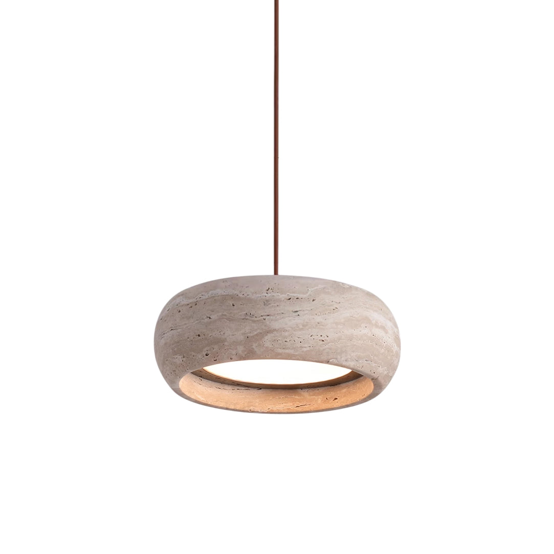 Travertine Donut Pendant Light For Warm Ambience