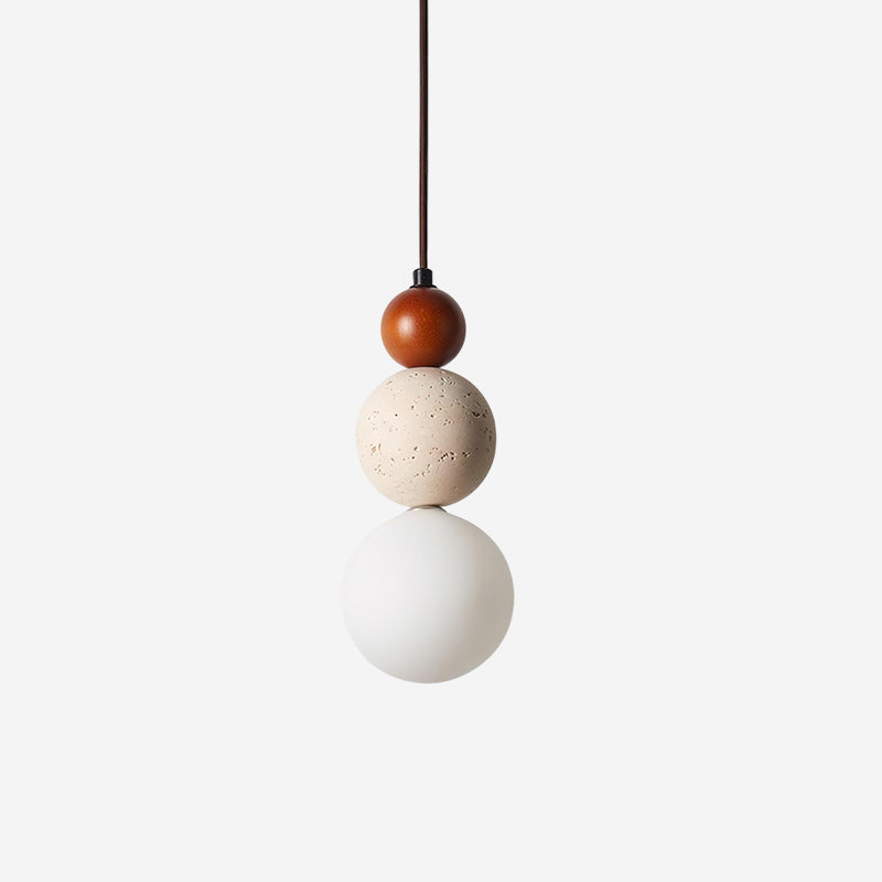 Triple Sphere Travertine Glass Dimmable Pendant Light