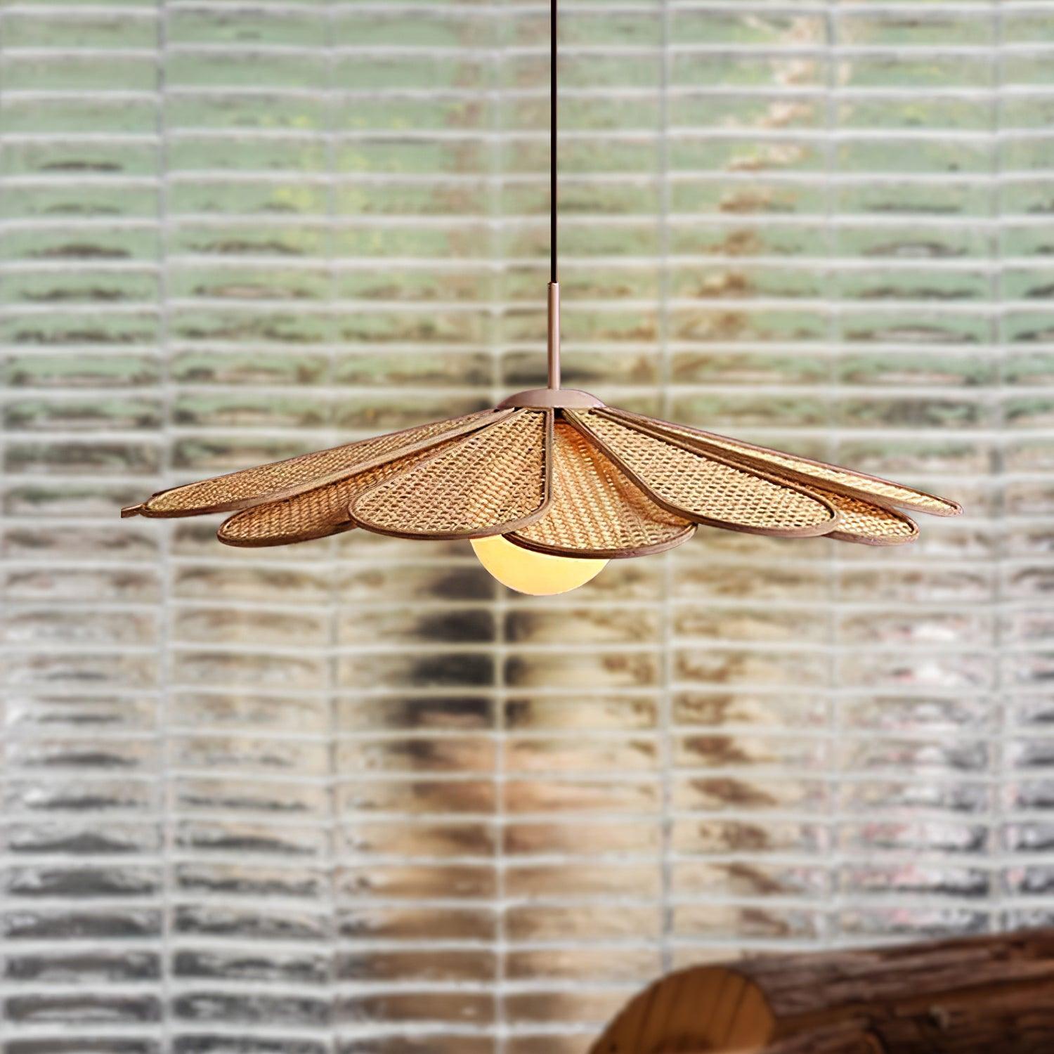Rattan Petal Pendant Light For Tropical Ambience