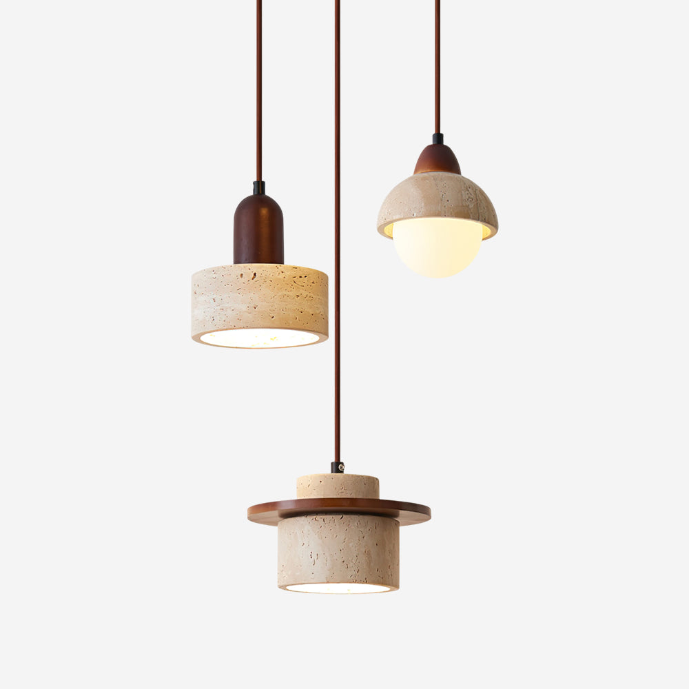 Lunara Travertine Pendant Lights Set For Warm Ambience