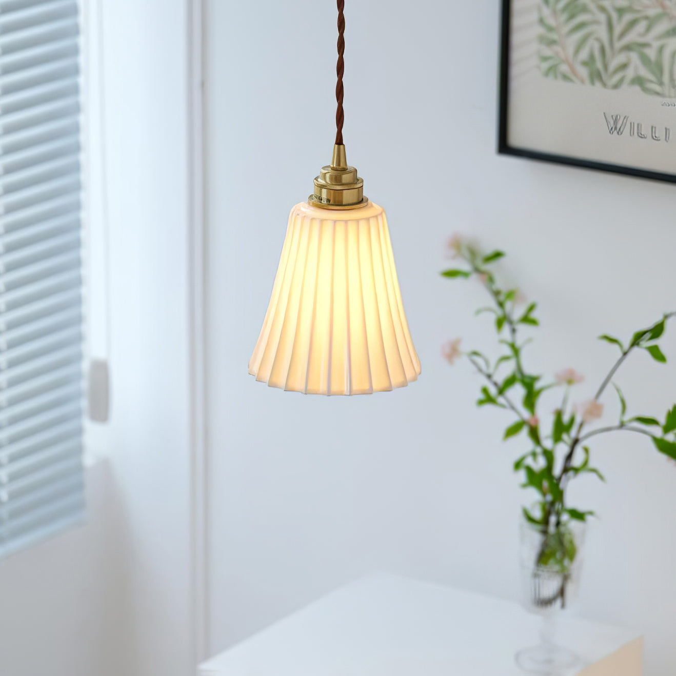 Ceramic Trumpet Pendant Light For Refined Ambience In Living Rooms