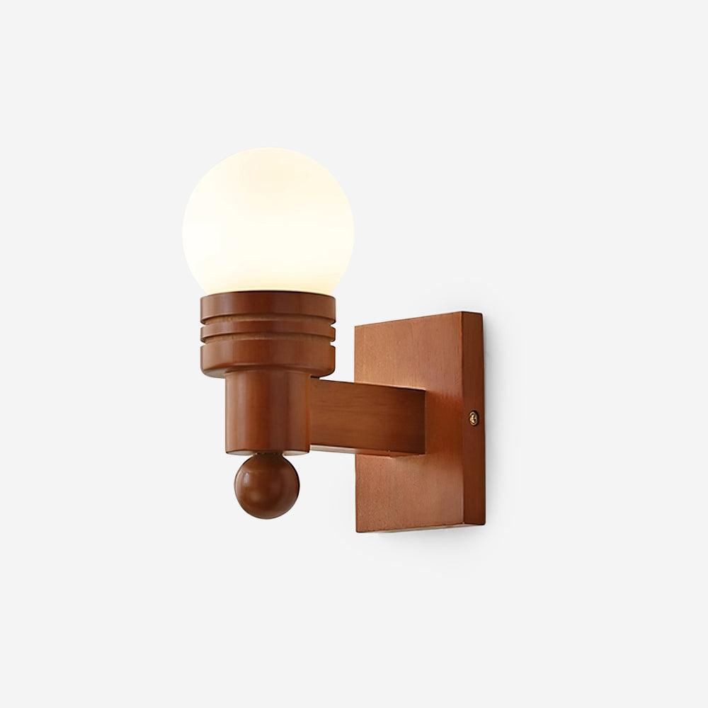 Walnut Wood Wall Lamp With White Glass Shade G9 Socket Damp Rated