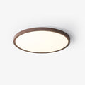 Ultra Slim Round Ceiling Light With Walnut Wood Finish