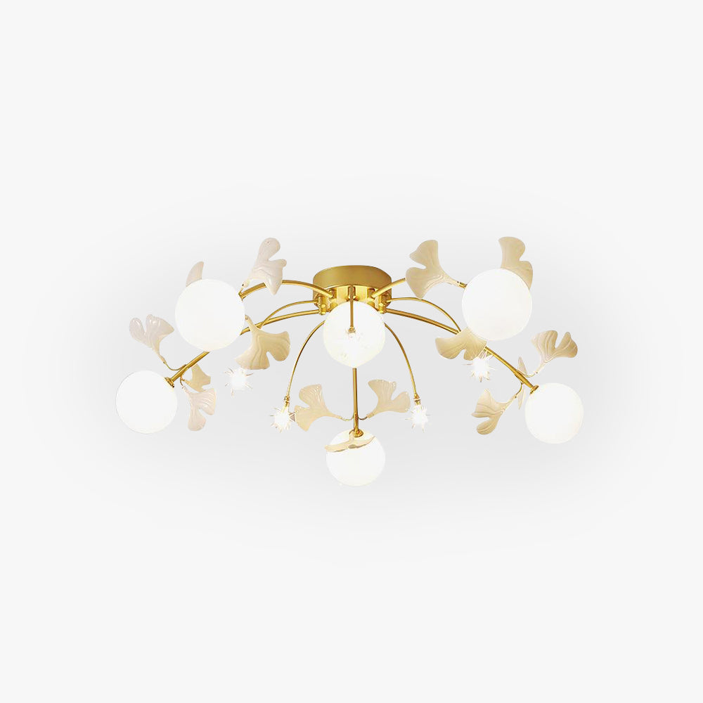 Nordic Globe Flush Mount Ceiling Light White Gold Metal Ceramic
