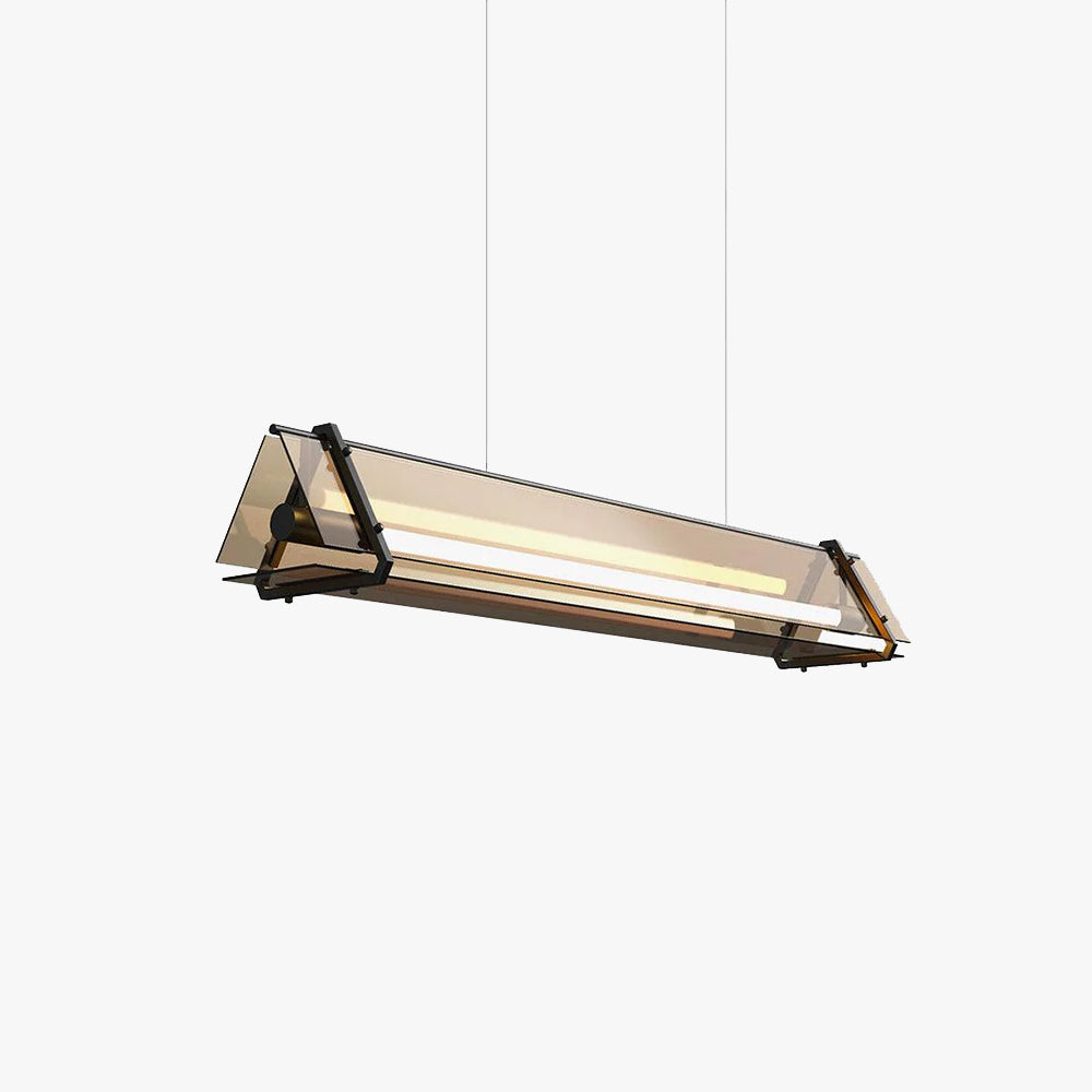 Premium Industrial Triangle Pendant Light in Warm Gold