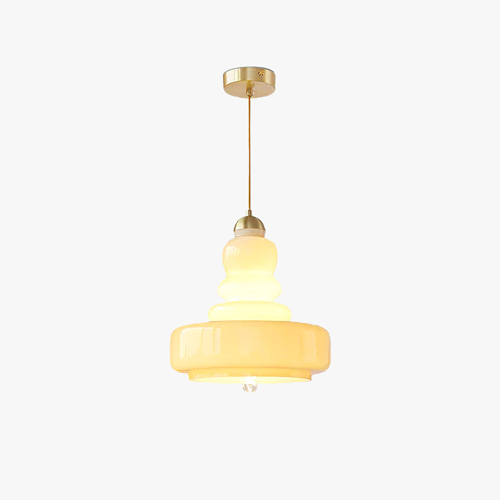 Beige Glass Pendant Light Creates Cozy Glow